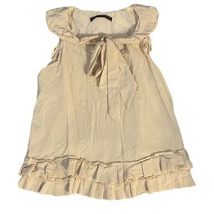 Robert Rodriguez Beige Tan Sleeveless Ruffle Hem Blouse Womens M